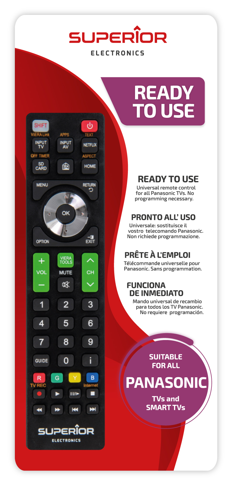 Superior TELECOMANDA UNIVERSALA compatibila televizoare PANASONIC, bateriile (2 x AAA) nu, SUPTRB011