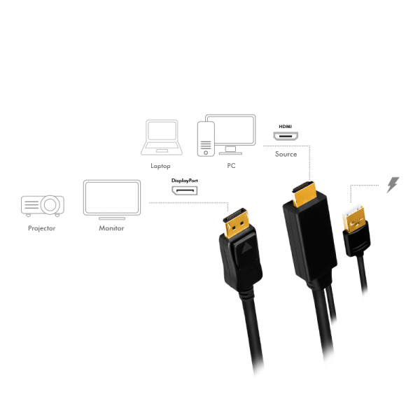 Logilink CABLU video, HDMI (T) 1.4 + USB (T) la DisplayPort (T) 1.2, 2m, conectori auriti, CH0091 - imagine 3