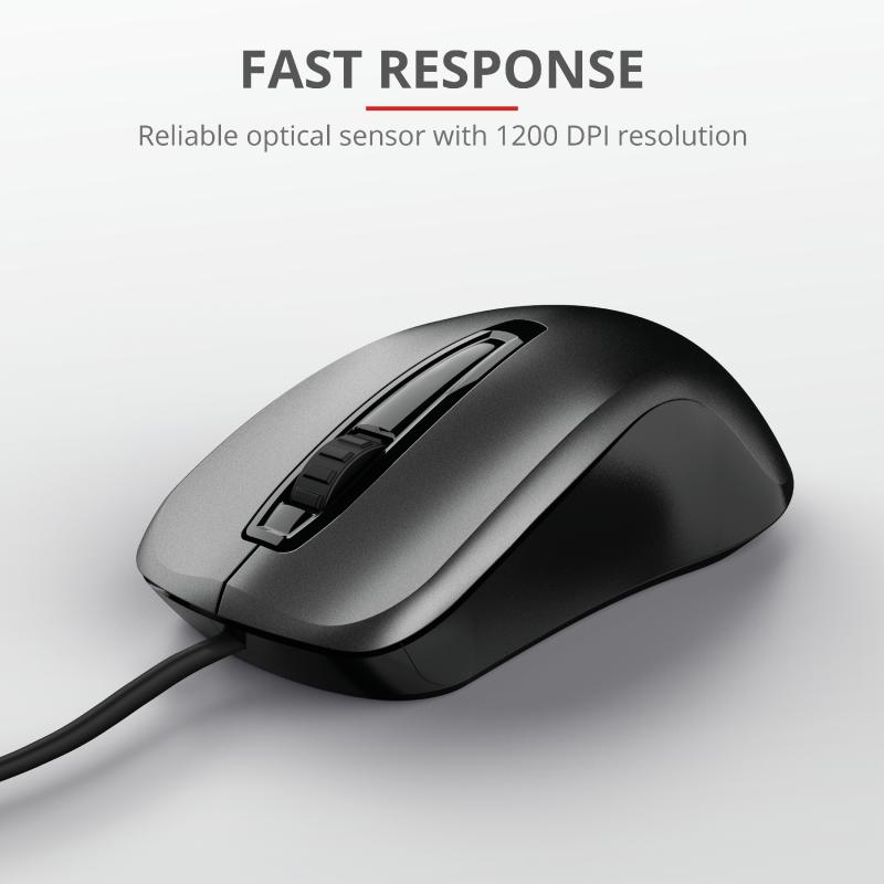 TRUST Mouse Carve, 1200 dpi, Negru, TR-23733 - imagine 6