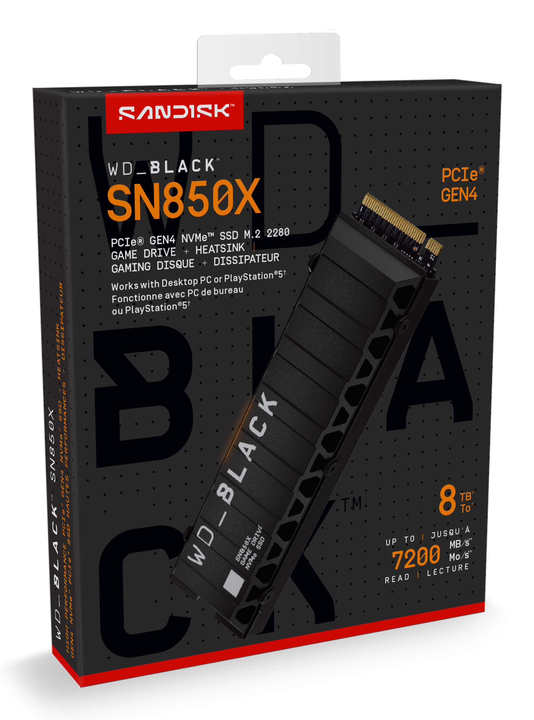 WD SSD Black SN850X HeatSink 8TB M.2 2280 PCIe Gen4 x4 NVMe, Read/Write, WDS800T2XHE-00CDD0 - imagine 2