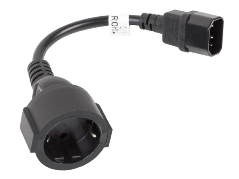 LANBERG Cablu adaptor IEC 320 C14 Schuko(F) pentru UPS 20 cm negru, CA-C14E-10CC-0018-BK