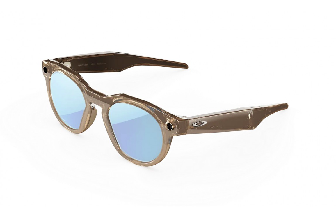 OAKLEY Meta HSTN AI Glasses Brown Smoke Frame Prizm Deep Water Polarized Lenses Wide, OW8002-0651
