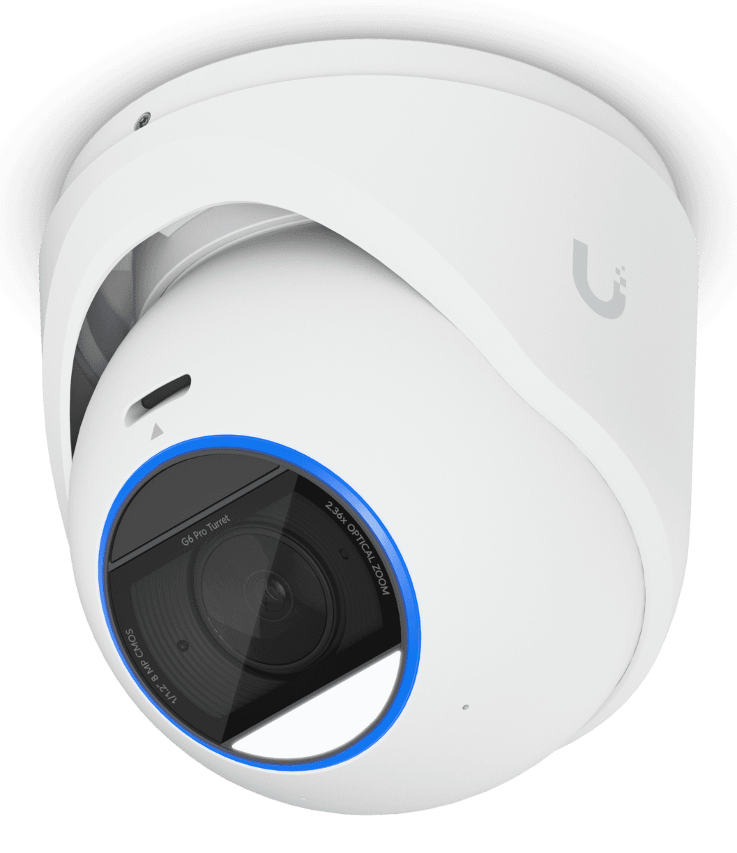 Ubiquiti All-weather tamper-resistant 4K PoE+ camera with a Multi-TOPS AI, UVC-G6-PRO-TURRET-W