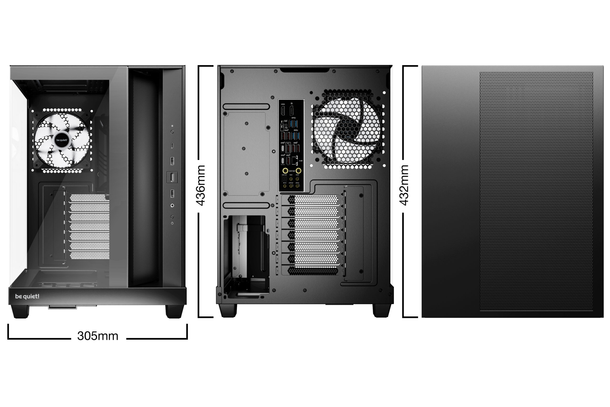 Be Quiet CARCASA Light Base 500 LX Black, middle tower, gaming, fara sursa, suporta 10xfan, BGW85 - imagine 3