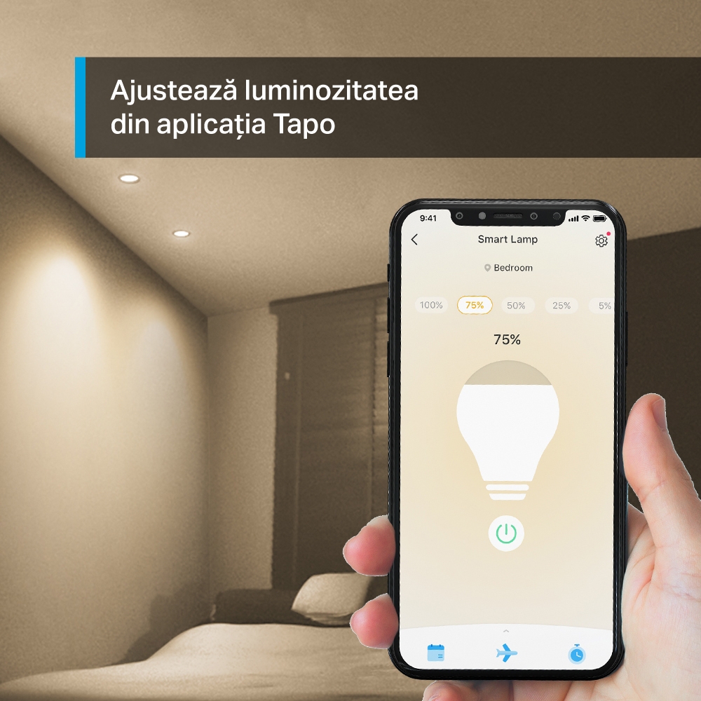 Tp-Link BEC LED wireless, 350lm, 2.9W, fasung GU10, lumina calda 2700K, control prin, Tapo L610 - imagine 4