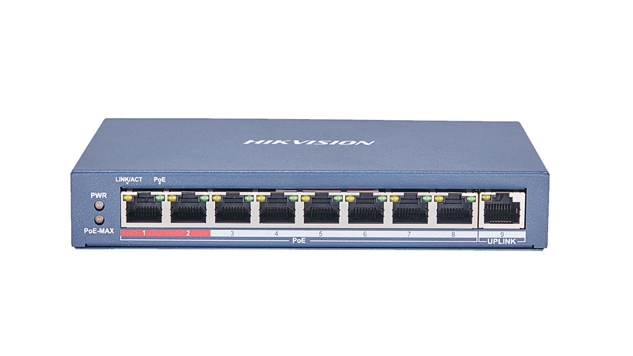 Hikvision SWITCH PoE, port 10/100 x 8, unmanaged, nerackabil, carcasa metalica, DS-3E0109P-E(C)
