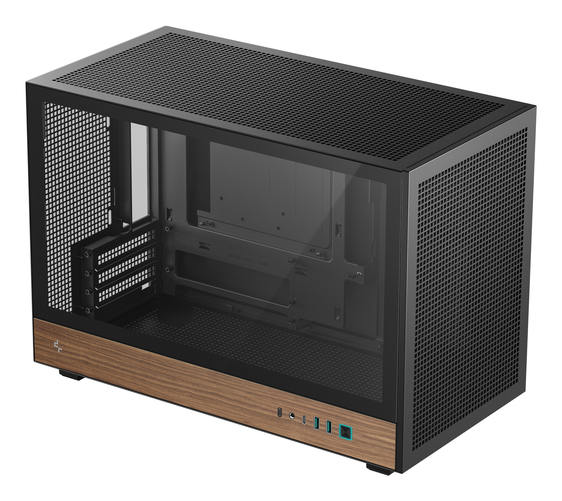 Deepcool CARCASA CH260 WOOD, mini tower, gaming, fara sursa, suporta 6xfan, PSU, R-CH260-BKNWM0-G-1