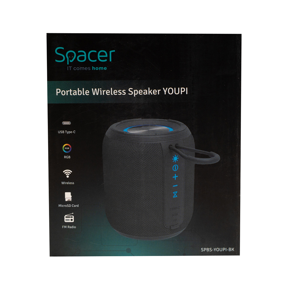 SPACER BOXA portabila bluetooth, YOUPI-BK, RMS: 6W, RGB, acumulator 1800mAh, timp de, SPBS-YOUPI-BK - imagine 5