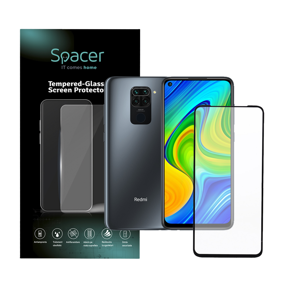 SPACER FOLIE STICLA pentru Xiaomi Redmi Note 9, grosime 0.3mm, acoperire totala, SPPG-XI-RM-N9-TG