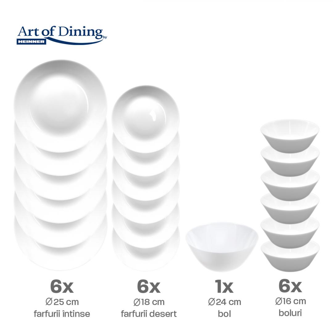 HEINNER SERVICIU MASA DIN OPAL ALB 19 PIESE, ARIANA, ART OF DINING, HR-AHL-19AR - imagine 3