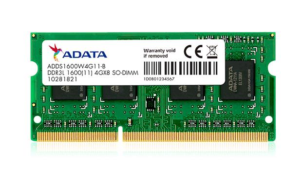 Adata SODIMM, 8GB DDR3, 1600 MHz, low voltage, ADDS1600W8G11-S