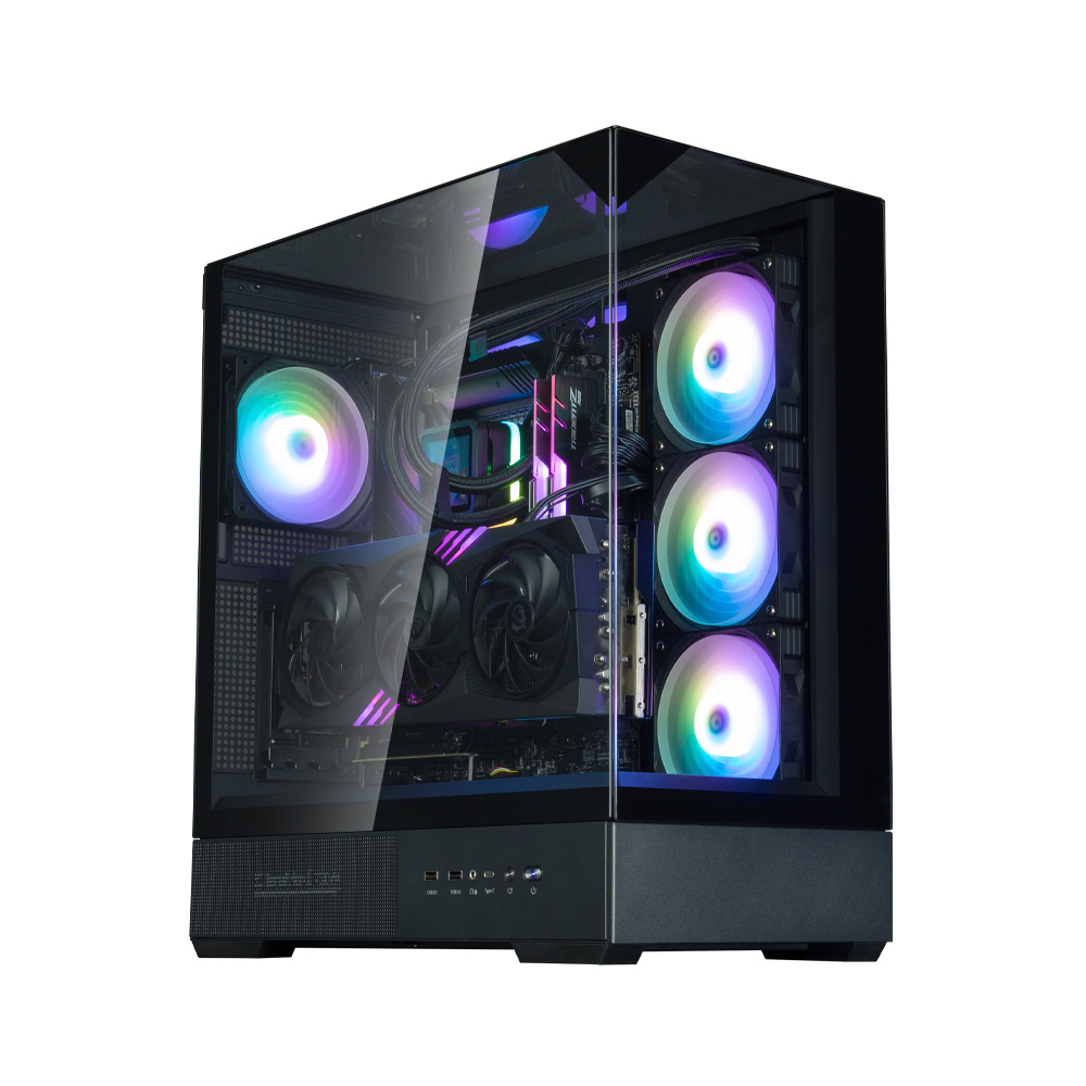 Zalman CARCASA P40 Prism Plus, middle tower, gaming, fara sursa, suporta 9xfan, P40 Prism Plus Black - imagine 3