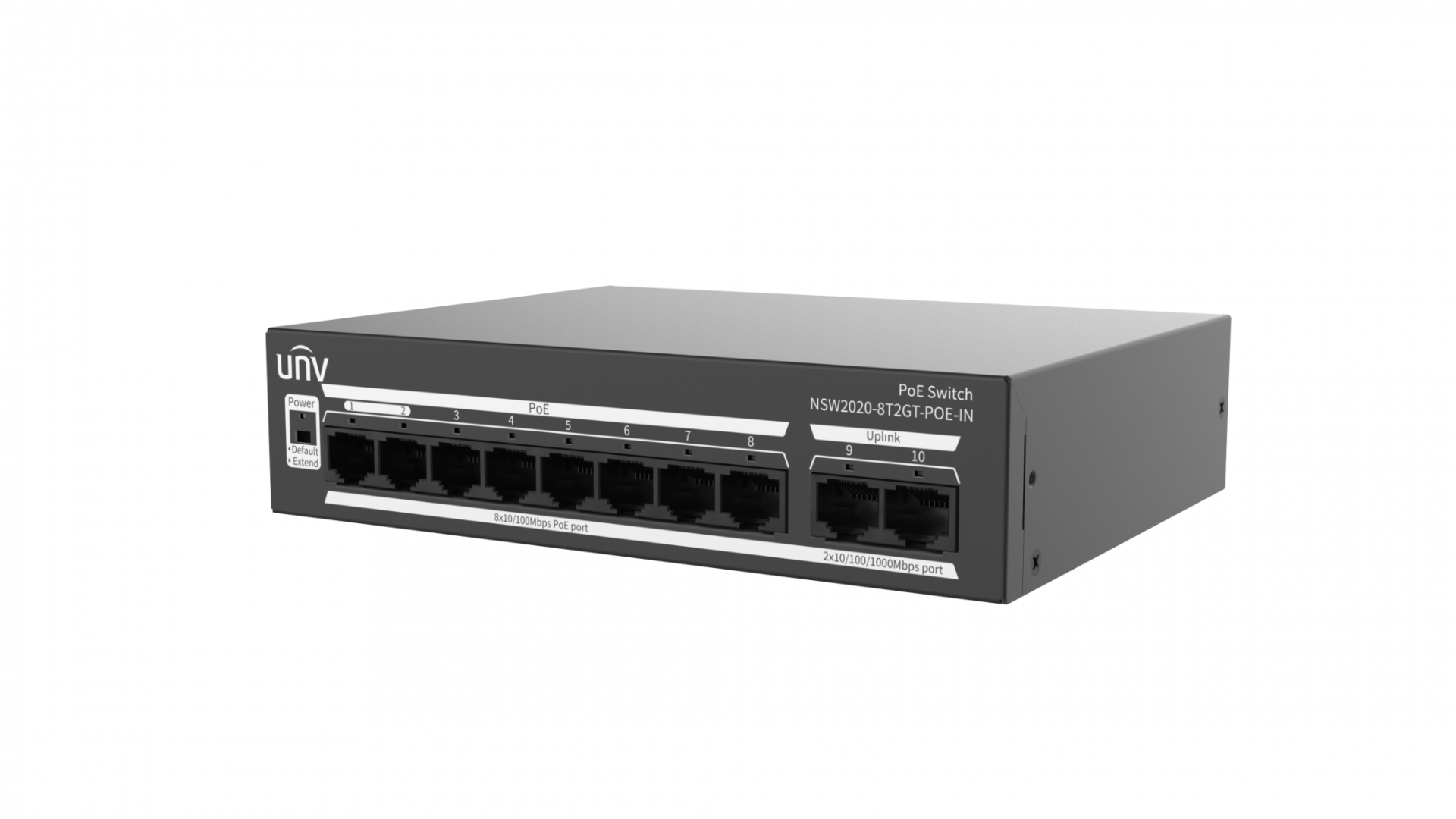 UNIVIEW Switch; Porturi:8×100Mbps network ports (RJ45)+2×1000Mbps ports, NSW2020-8T2GT-POE-IN