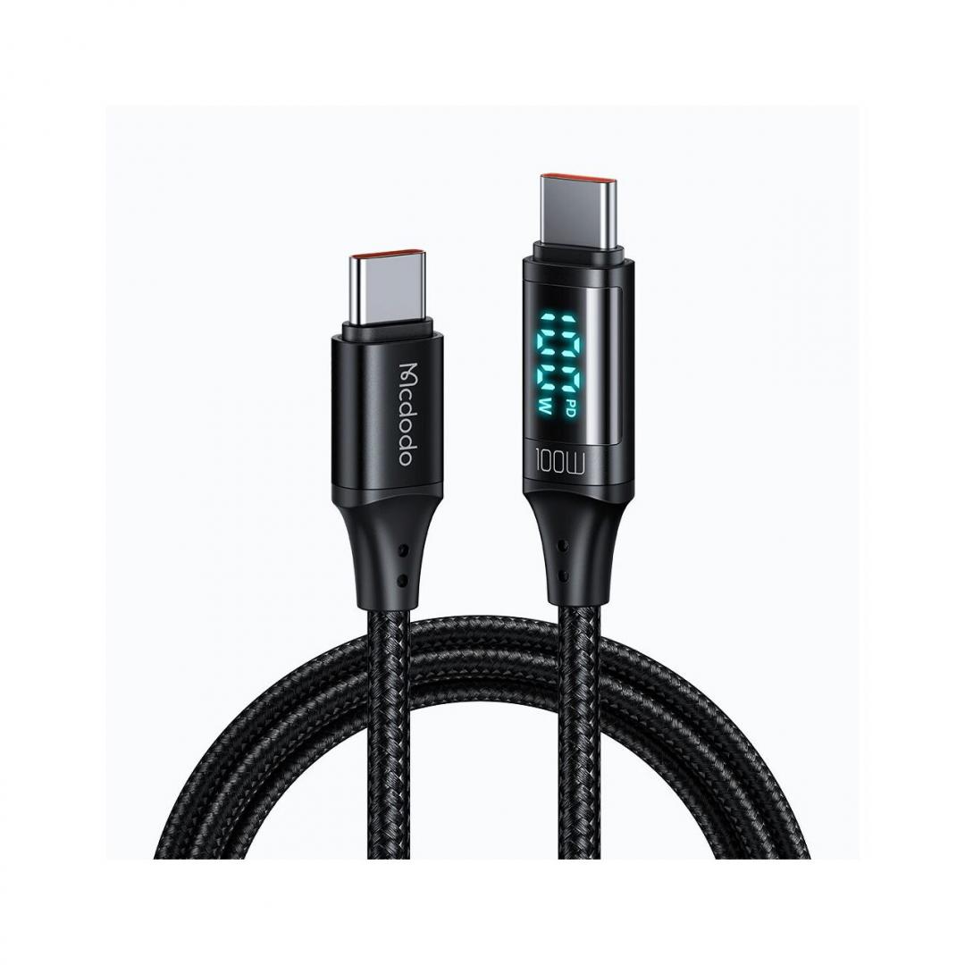 MCDODO Cablu Digital HD Type-C la Type-C Black (100W, 1.2m, 5A), CA-1100