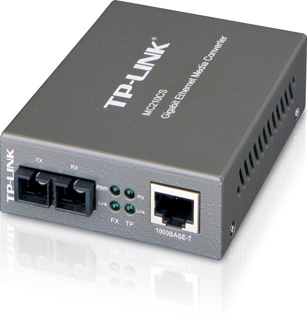 TP-LINK Omada 10/100/1000 Mbps RJ45 to 1000 Mbps Single-Mode SC Fiber Converter, MC210CS