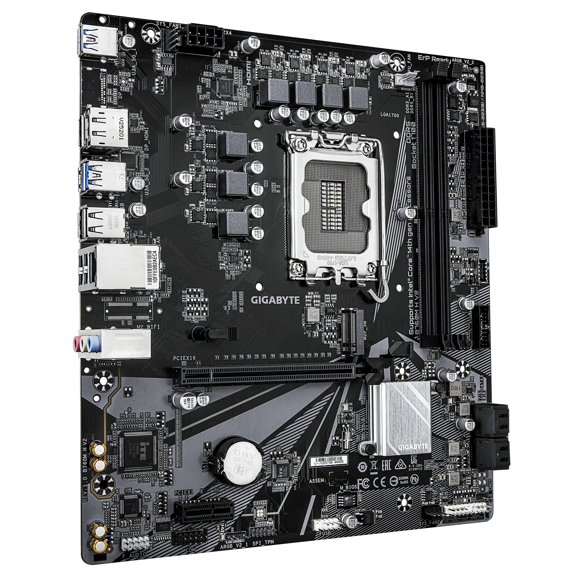 Gigabyte Placa de baza, DDR5, LGA1700, mATX, Negru, B760M H V2 - imagine 3