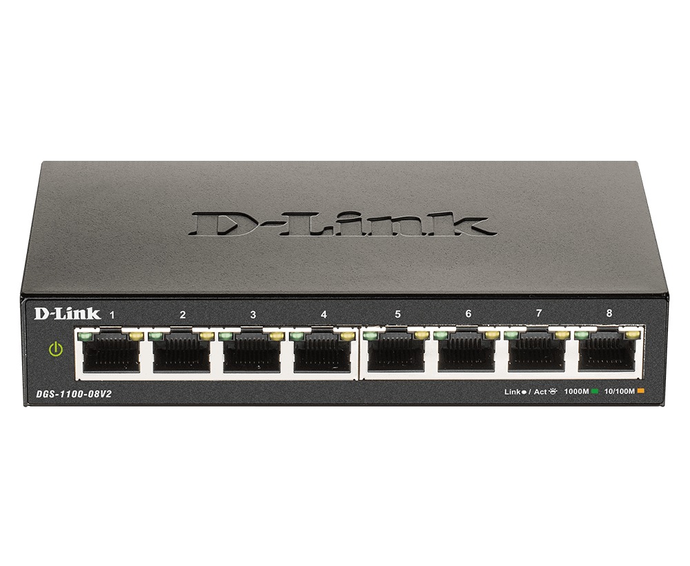 D-Link SWITCH SMART 8 porturi Gigabit carcasa metalica, DGS-1100-08V2