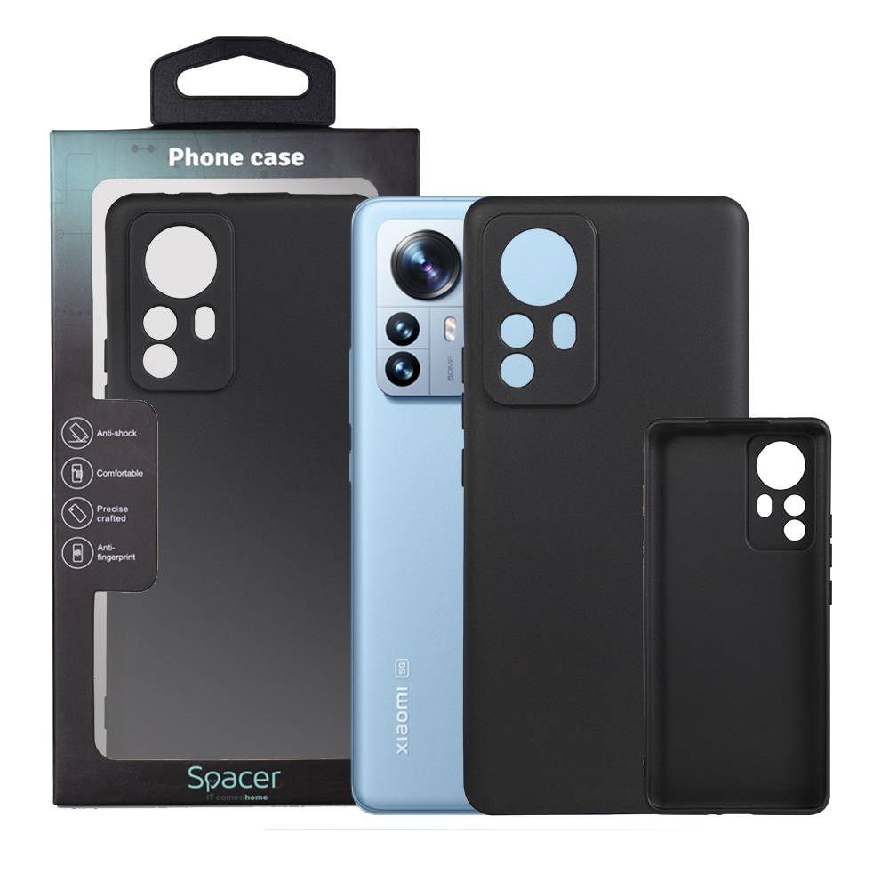 SPACER Husa Xiaomi 12 Pro, negru, grosime 1.5mm, material flexibil TPU, SPPC-XI-12P-TPU