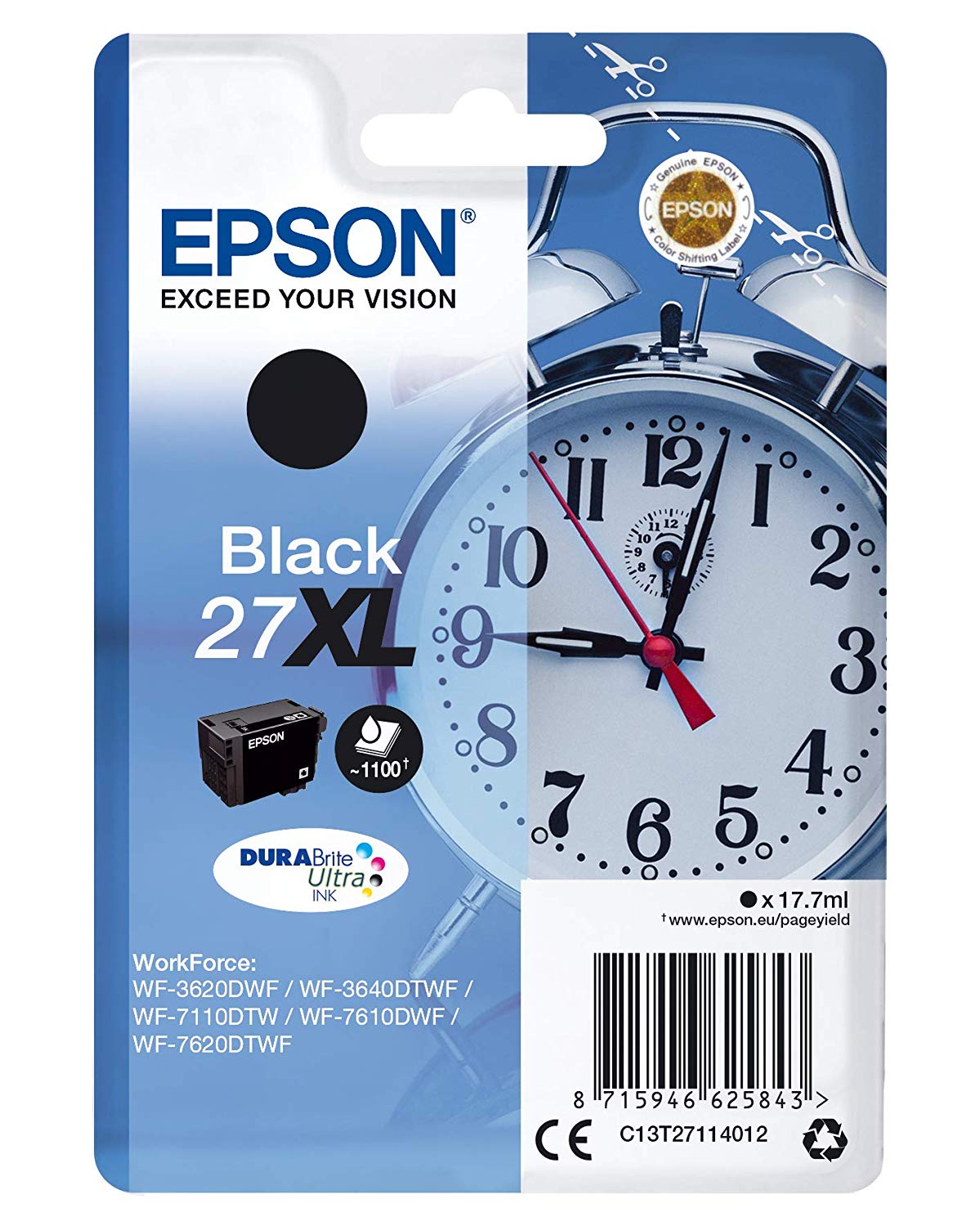 Epson Cartus Cerneala Original Black, nr.27XL pentru WorkForce WF-7110|WF-7610, 1.1K, C13T27114012