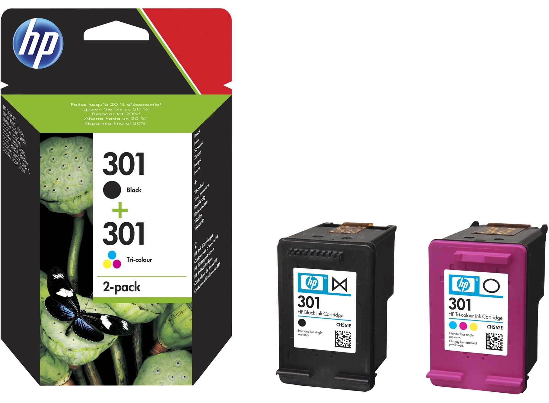 HP Combo-Pack Original Black/Color, nr.301 pentru Deskjet, N9J72AE