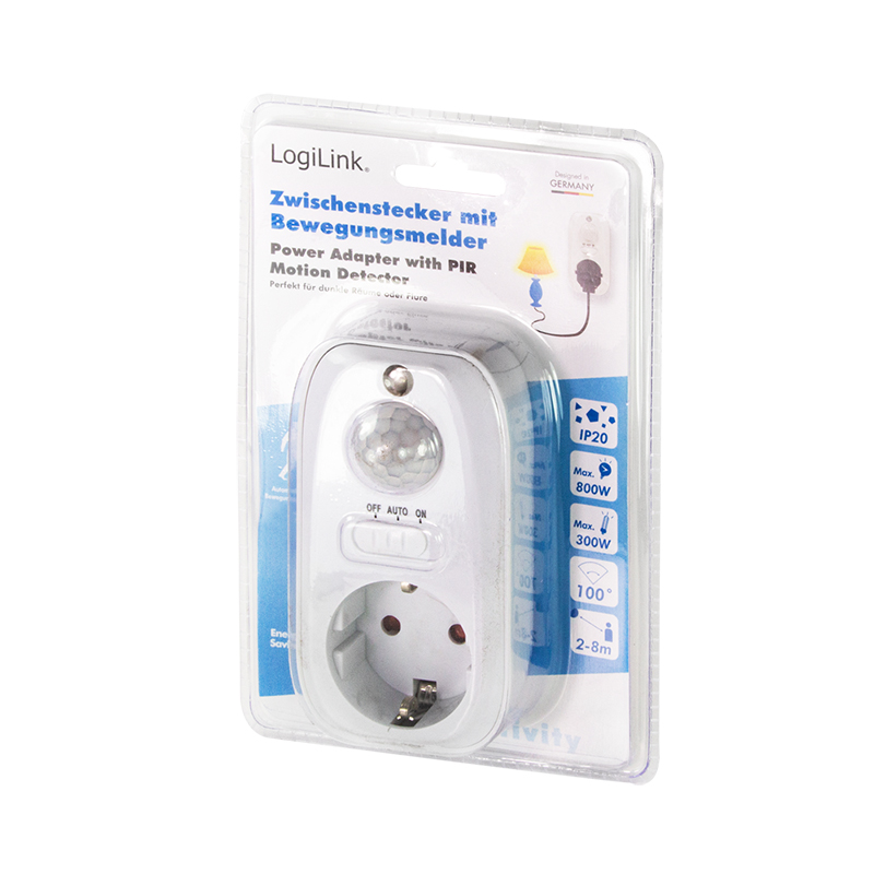 Logilink ADAPTOR, Schuko x 1, senzor miscare PIR, detector zi/noapte, IP20, 230 V/16A 50Hz, PA0248 - imagine 3