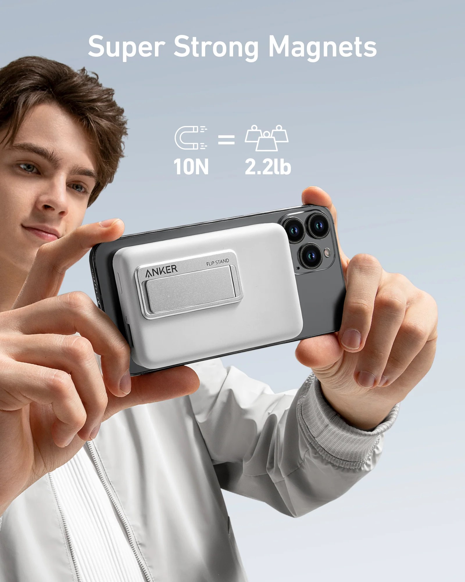 Anker POWER BANK MagGo 10.000 mAh, 27W Qi 2.0 15W, suport pliabil compatibil iPhone, A1654G21 - imagine 6