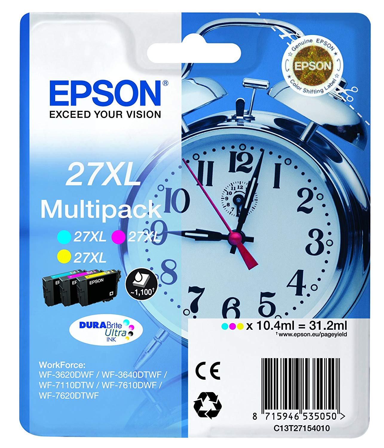 Epson Combo-Pack Original CMY, nr.27XL pentru WorkForce WF-7110|WF-7610, C13T27154012