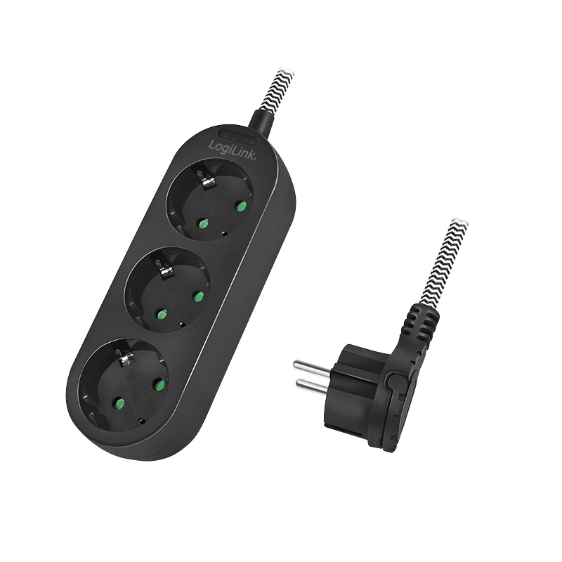 Logilink PRELUNGITOR, Schuko x 3, conectare prin Schuko (T), cablu 1.5 m, 16 A, protectie, LPS261