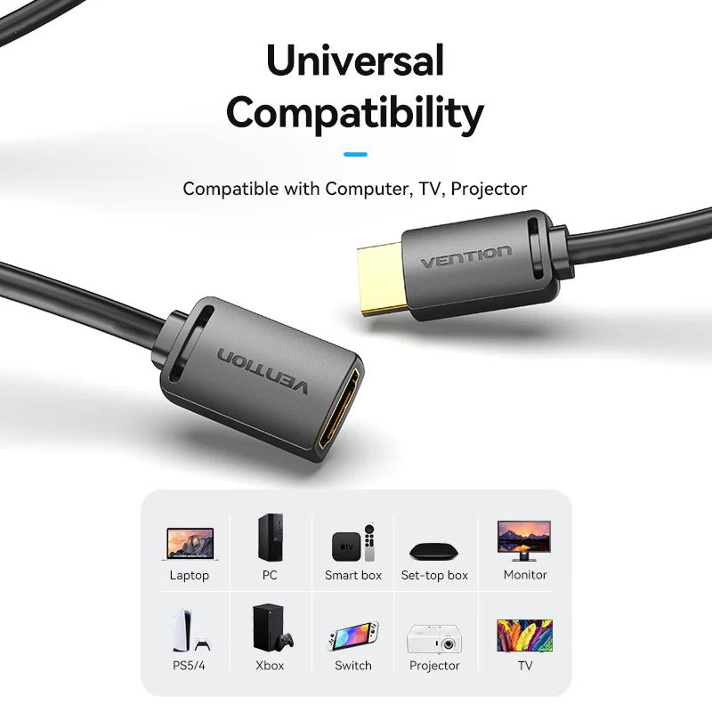 Vention Cablu video prelungitor, HDMI(M) la HDMI(T), 0.5m, rezolutie 4K la 60Hz, negru, AHCBD - imagine 11