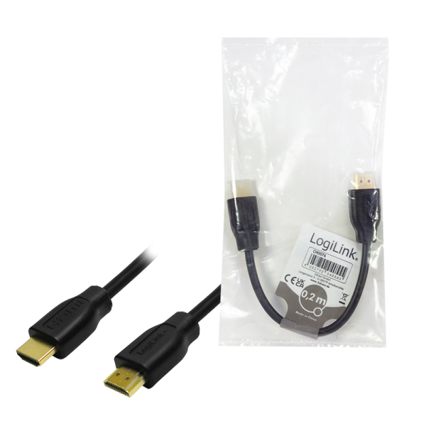 Logilink CABLU video, HDMI (T) la HDMI (T) 1.4, 0.2m, conectori auriti, rezolutie maxima 4K, CH0076 - imagine 6