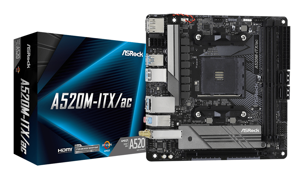 Asrock Placa de baza Socket AM4 micro ATX, A520M-ITX/AC