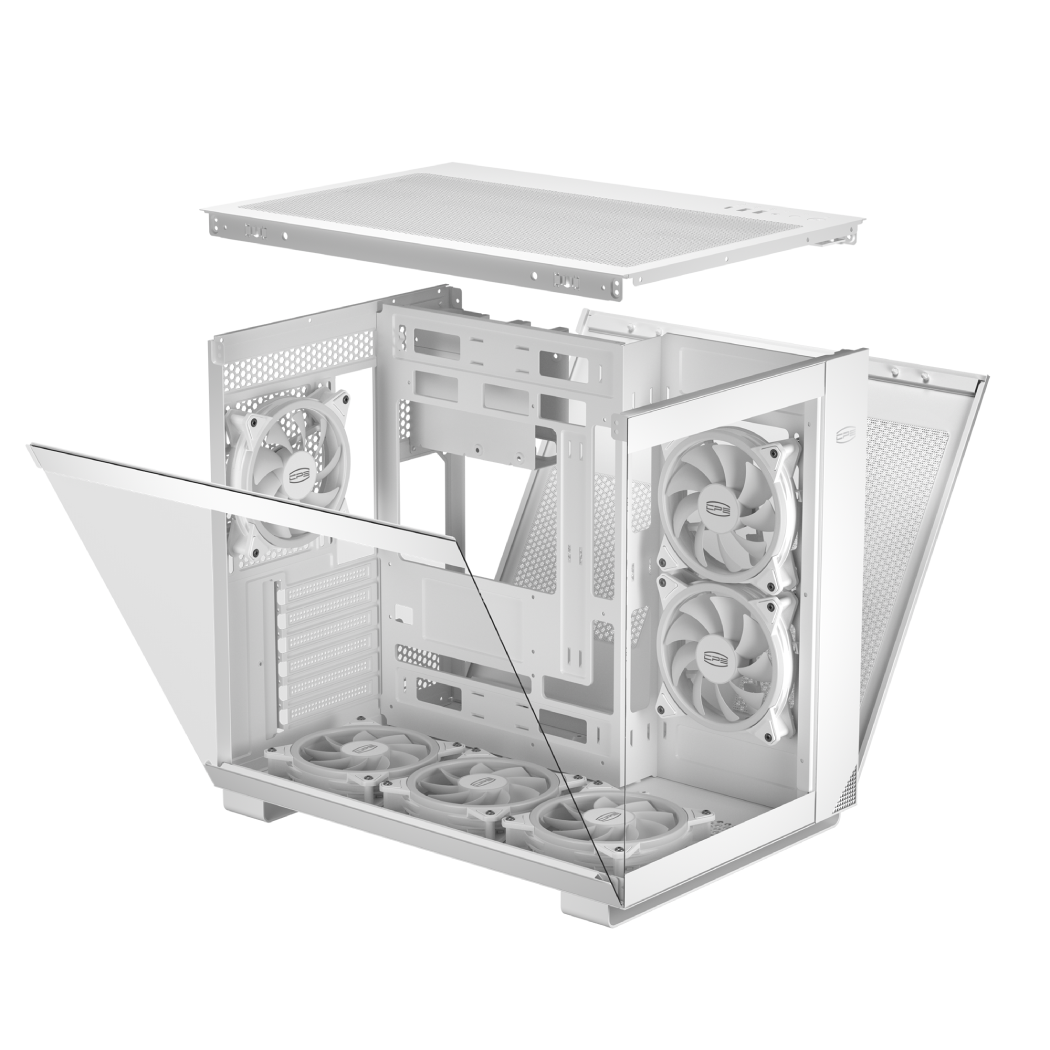 PCCOOLER CARCASA, Middle Tower, ATX, fara sursa, sticla securizata, 6 ventilatoare, C3 T500 ARGB WH - imagine 7