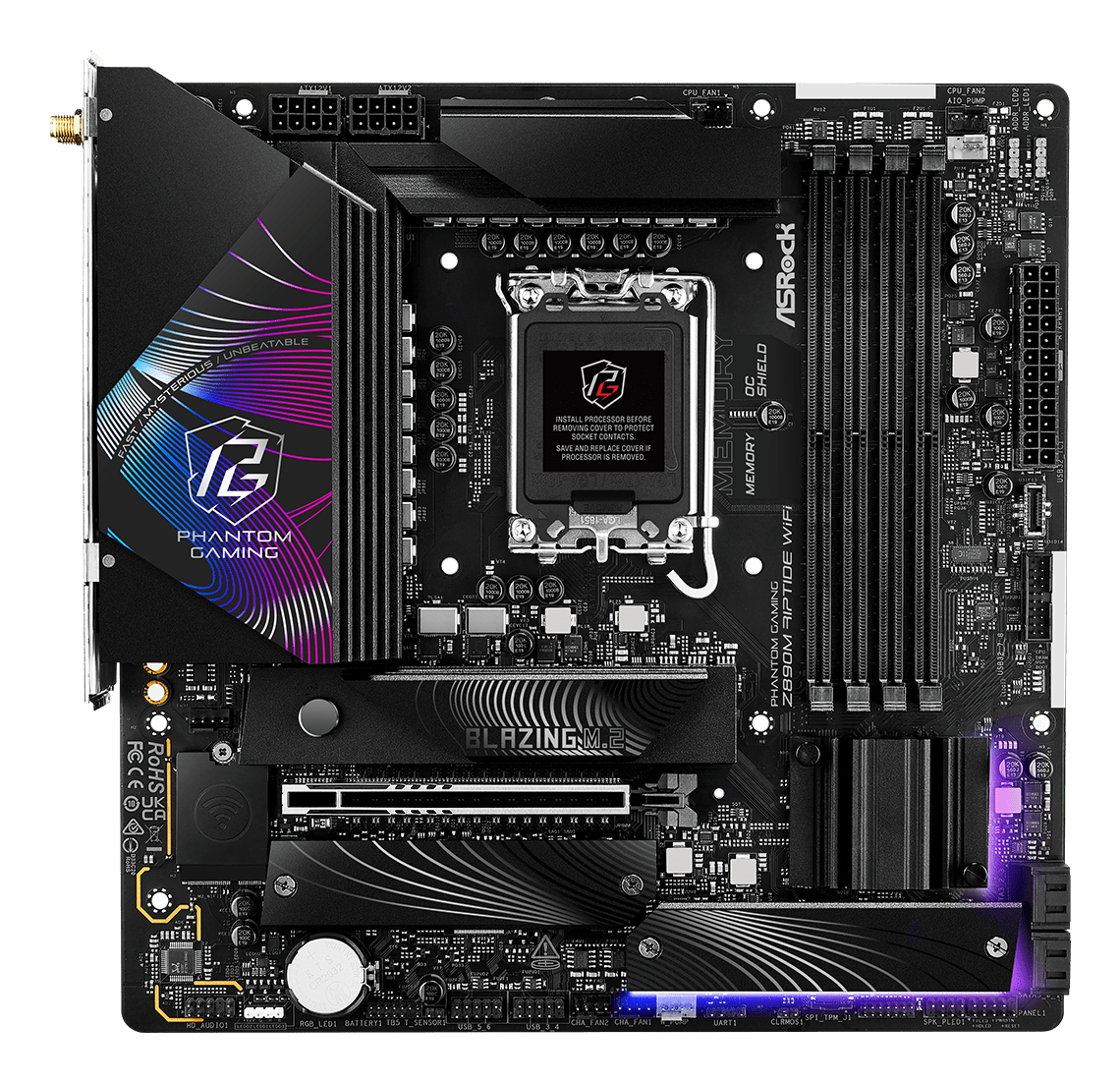 Asrock Placa de baza Z890M RIPTIDE WiFi Mainboard, Sockel LGA 1851, Intel Z890, 90-MXBPK0-A0UAYZ - imagine 2