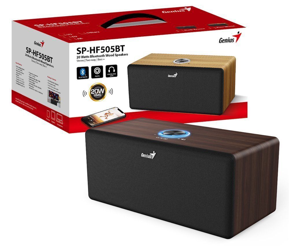 Genius BOXA cu fir "SP-HF505BT" 20W RMS, Bluetooth 5.3, AUX in, Jack 3.5mm, maro, 31730056404 - imagine 4