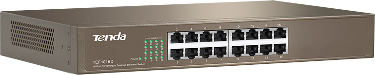 Tenda SWITCH 16 porturi 10/100 Mbps, carcasa metalica rackabil, TEF1016D
