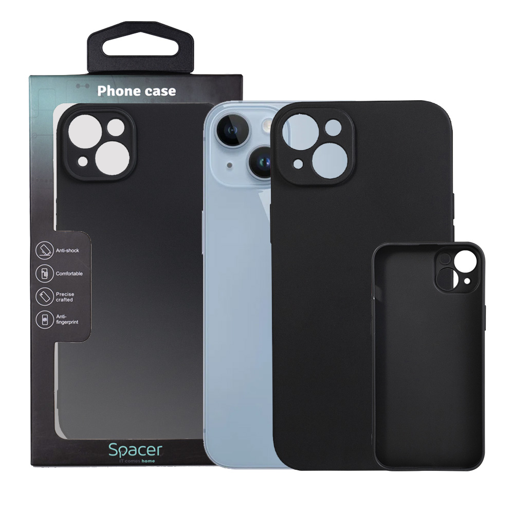 SPACER Husa Iphone 14 Plus, grosime 1.5mm, material flexibil TPU, negru, SPPC-AP-IP14PL-TPU