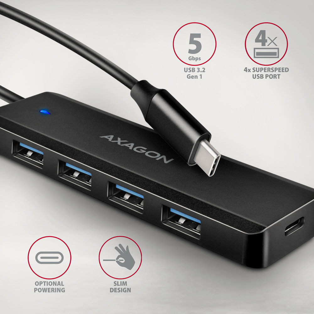 OEM Hub USB AXAGON USB-C 5Gbps TRAVEL, HUE-C1C - imagine 2