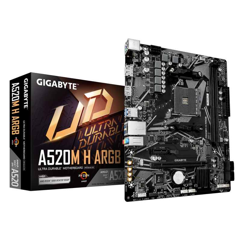 Gigabyte motherboard, A520M H ARGB