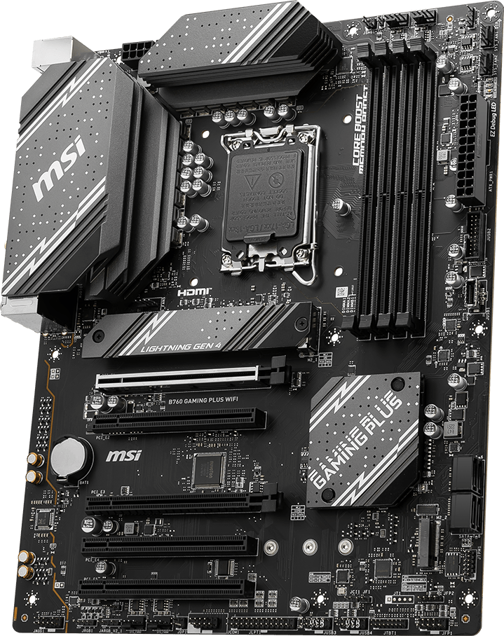 MSI ATX, Socket 1700, Intel B760 Chipset,DDR5,5x PCIe x16 slot, 4xSATA 6G, 2x, B760 GAMING PLUS WIFI - imagine 3