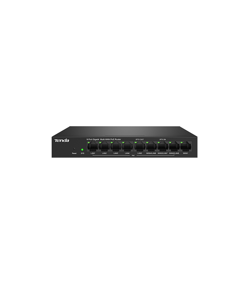 Tenda ROUTER 9 porturi Gigabit Ethernet, din care 8 porturi PoE+ IEEE 802.3at/af, G0-8G-POE