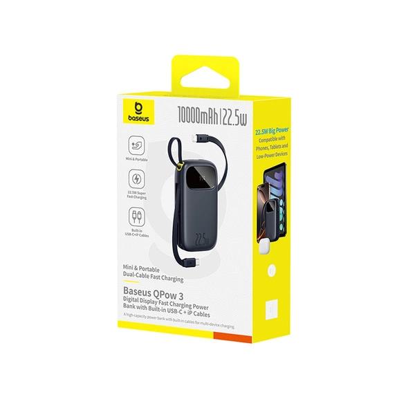 Baseus POWER BANK Qpow3, 10000mAh, 22.5W, 1 x USB, cablu integrat USB Type-C, cablu, P10082106123-00 - imagine 3