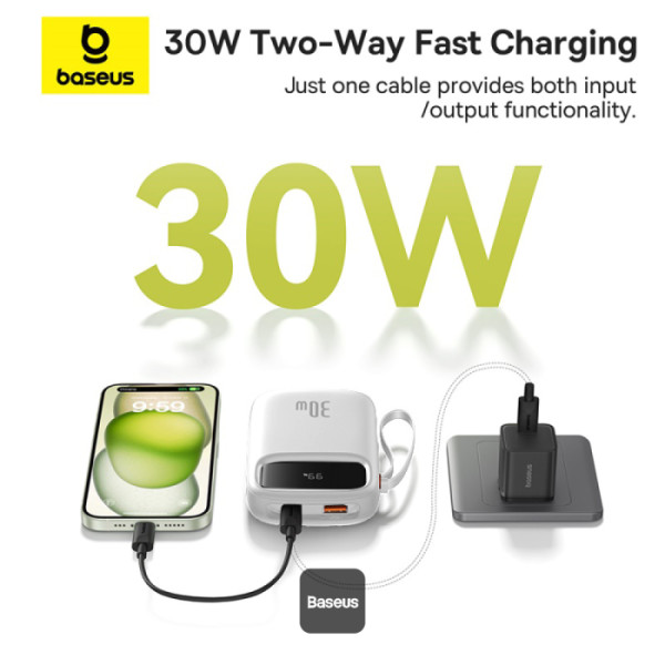 Baseus POWER BANK Qpow2 Digital Display, 10000mAh, 30W, 2 x USB Type-C output/input, P10055008213-00 - imagine 4