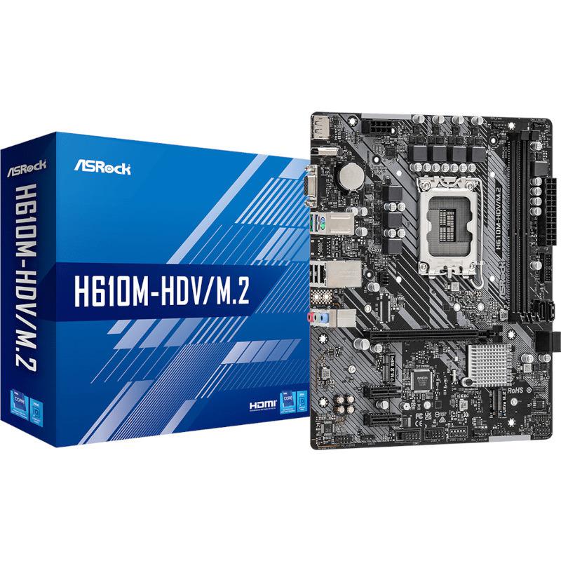 Asrock PLACA de BAZA, skt LGA 1700, mATX, Intel H610, 2 x DDR4, max. 64 GB, 4 x SATA, H610M-HDV/M.2
