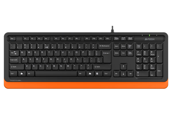 A4Tech TASTATURA, Fstyler USB, cu fir, 104 taste format standard, USB, negru &, FK10 Orange