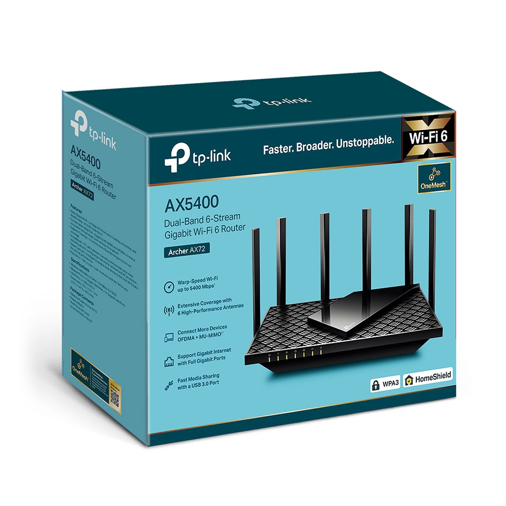 Tp-Link ROUTER wireless AX5400, 5400Mbps,1 x WAN Gigabit, 4 porturi Gigabit,1 x USB 3.0, Archer AX72 - imagine 4