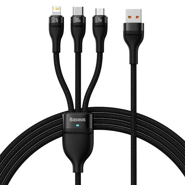Baseus CABLU alimentare si date Flash, One- for-three Retractable, pt smartphone,USB la, CASS030001