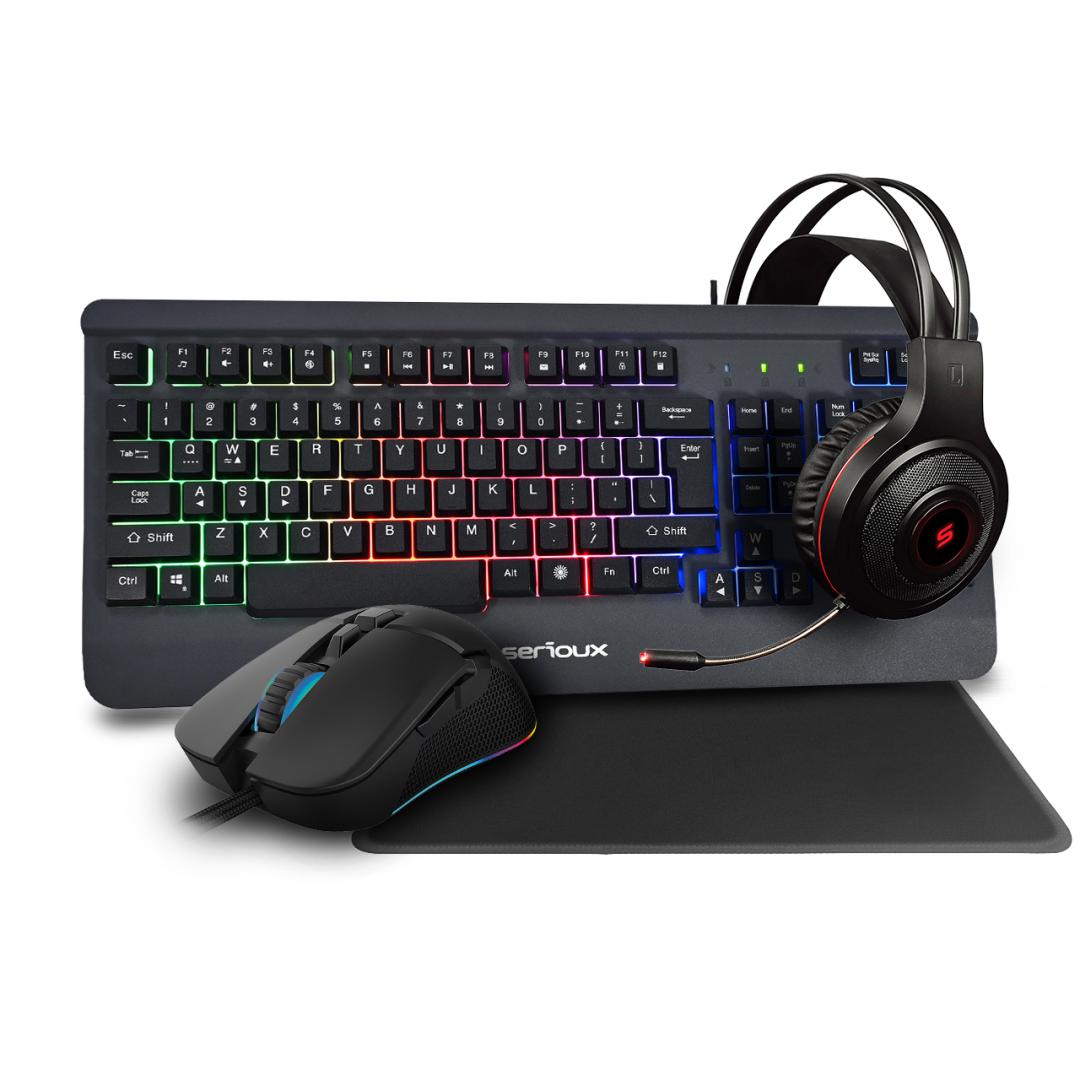 SERIOUX Kit Gaming Kayel 4 in 1, Tastatura de gaming, 104 taste, 19 taste, SRXB-KAYEL4IN1