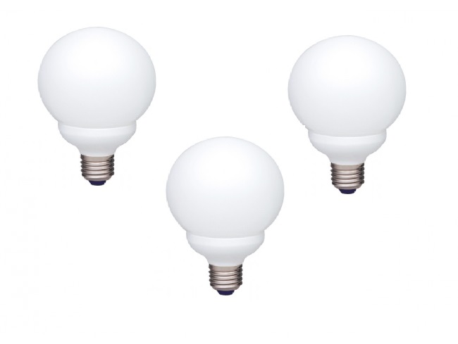 Panasonic SET 3 becuri fluorescent, soclu E27, putere 13W, forma sferic, lumina alb, EFG13E282V-3