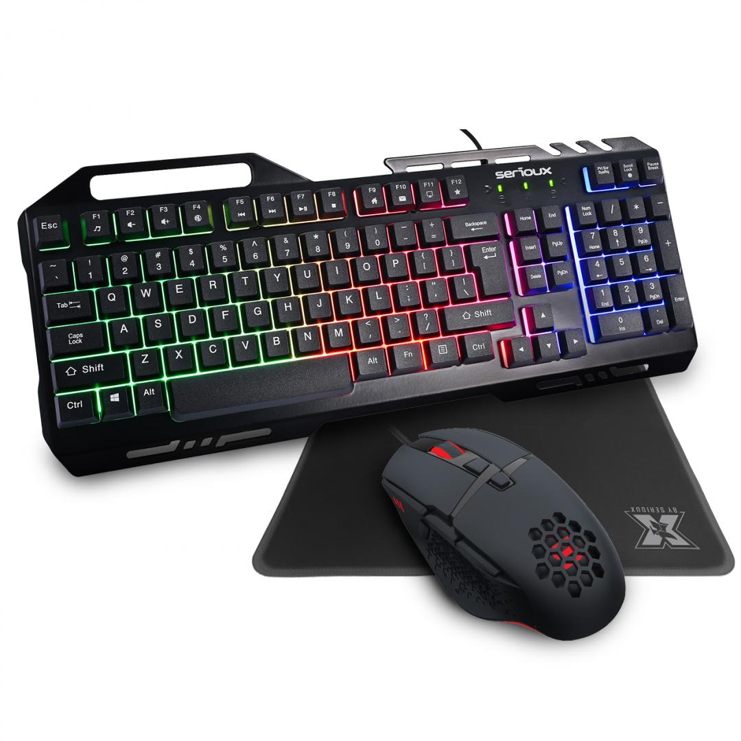 SERIOUX Kit Gaming Tobis 3 in 1, Tastatura de gaming, 104 taste, 7 taste, SRXB-TOBIS3IN1