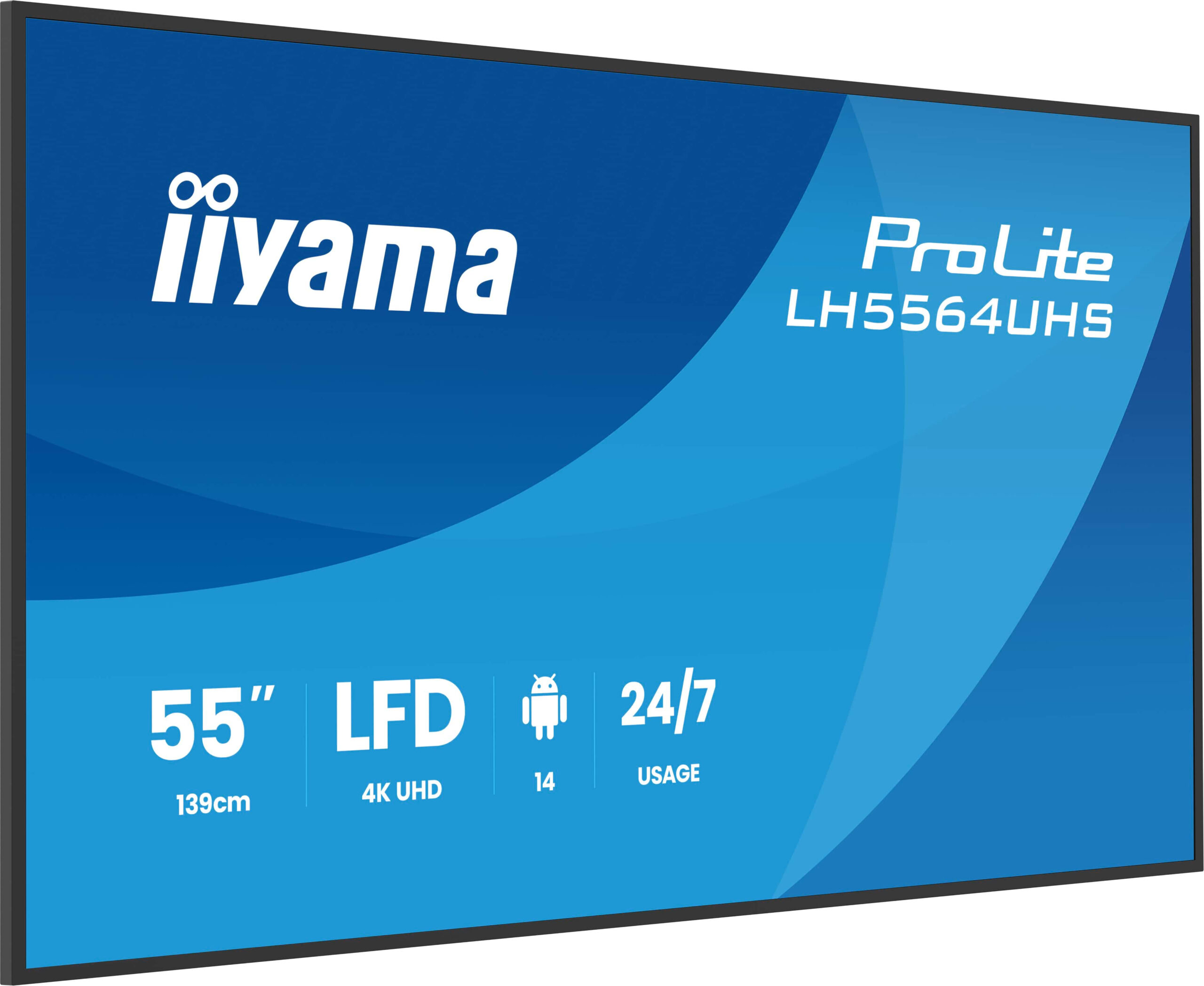 Iiyama LFD 4K VA 55 500cd 5000:1 6.5ms Android 14 OS, iiSignage, iiControl, iiShare, LH5564UHS-B1AG - imagine 4